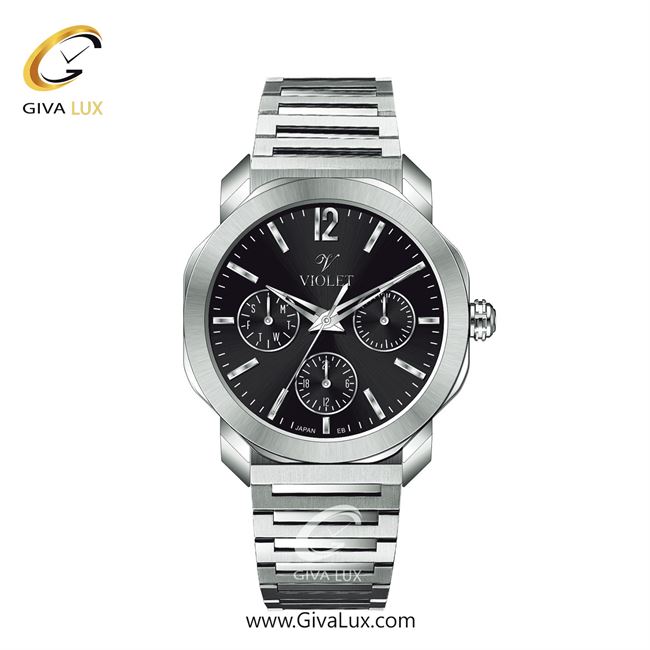 ساعت مچی اورجینال زنانه ویولت VIOLET سه موتوره فول تایم نقره ای | نقره ای| مشکی| کد رفرنس 0628